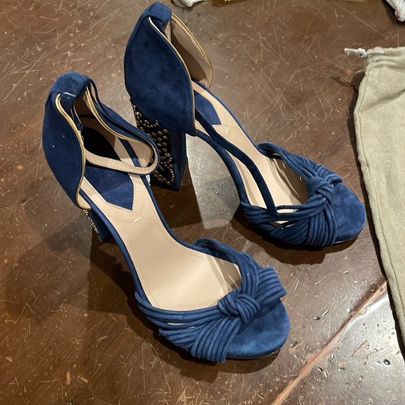 Elie Saab Shoes - ELIE SAAB Women's Slingback Block Heel Sandal Size EU 38 In Blue